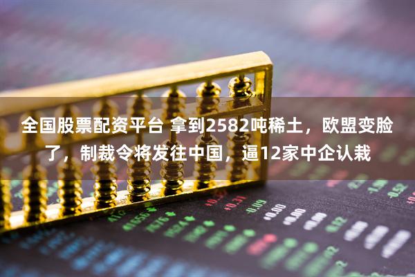 全国股票配资平台 拿到2582吨稀土，欧盟变脸了，制裁令将发往中国，逼12家中企认栽